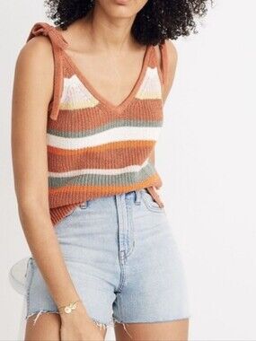Madewell Striped Grandfield Tie-Strap Sweater Tank Size XS